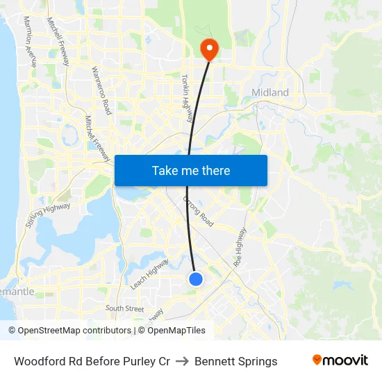 Woodford Rd Before Purley Cr to Bennett Springs map