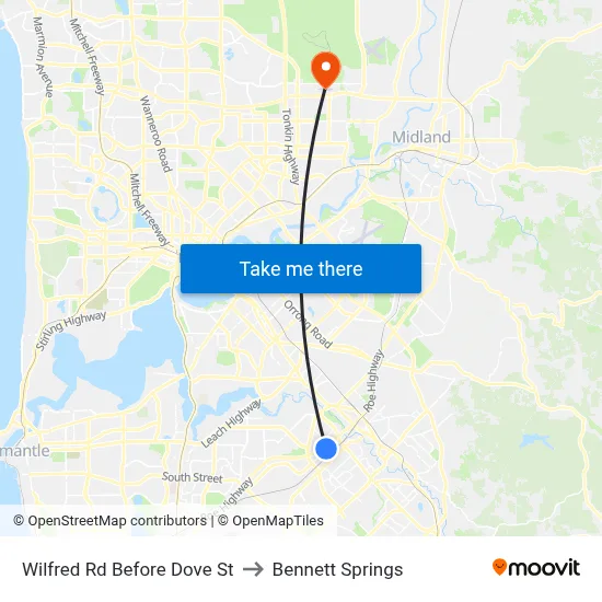 Wilfred Rd Before Dove St to Bennett Springs map