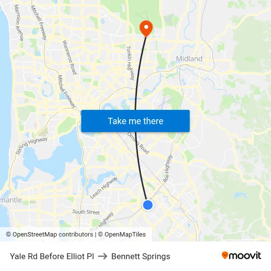 Yale Rd Before Elliot Pl to Bennett Springs map