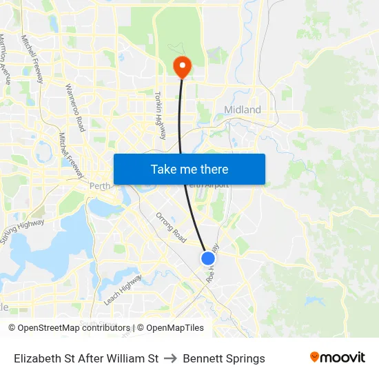 Elizabeth St After William St to Bennett Springs map