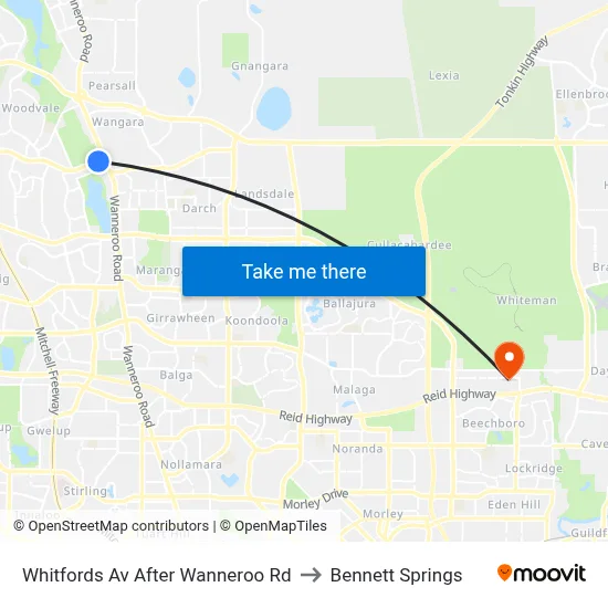 Whitfords Av After Wanneroo Rd to Bennett Springs map