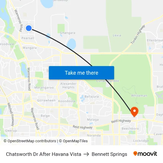 Chatsworth Dr After Havana Vista to Bennett Springs map