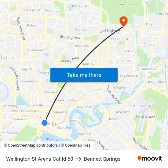 Wellington St Arena Cat Id 60 to Bennett Springs map