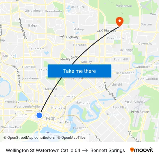 Wellington St Watertown Cat Id 64 to Bennett Springs map