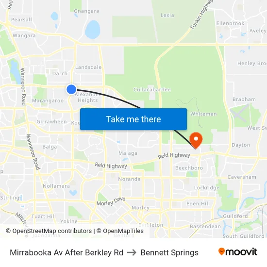 Mirrabooka Av After Berkley Rd to Bennett Springs map