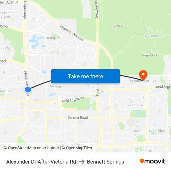 Alexander Dr After Victoria Rd to Bennett Springs map