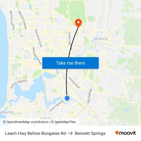 Leach Hwy Before Bungaree Rd to Bennett Springs map