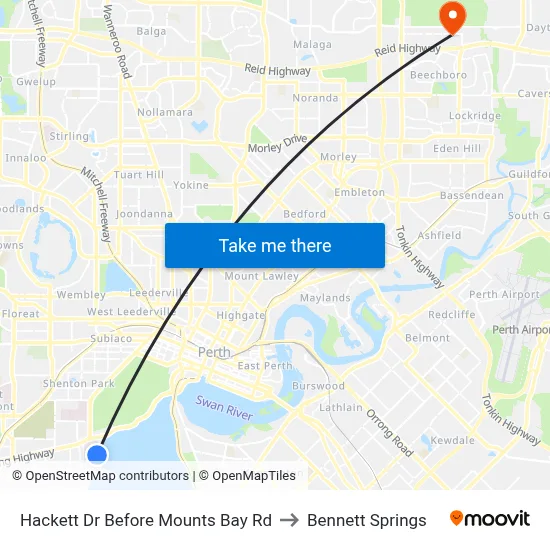 Hackett Dr Before Mounts Bay Rd to Bennett Springs map