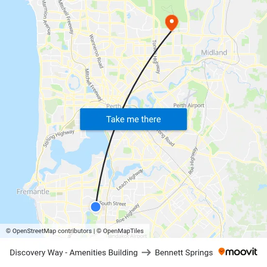 Discovery Way - Amenities Building to Bennett Springs map