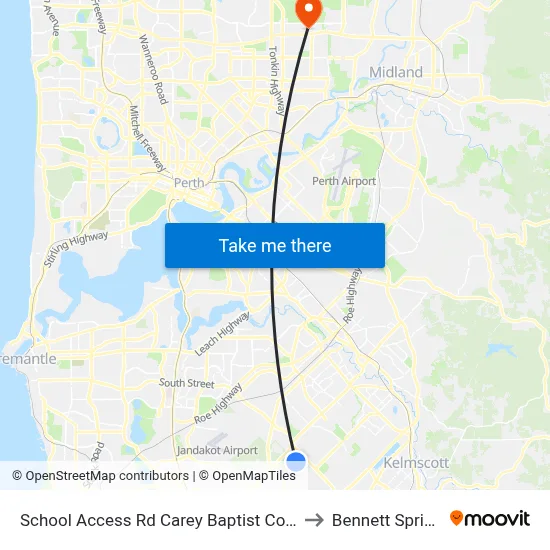 School Access Rd Carey Baptist College to Bennett Springs map