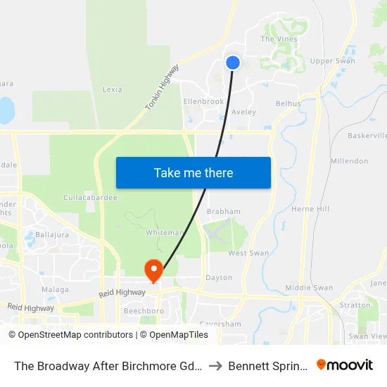 The Broadway   After Birchmore Gdns to Bennett Springs map