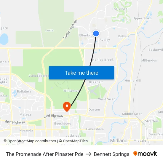 The Promenade   After Pinaster Pde to Bennett Springs map