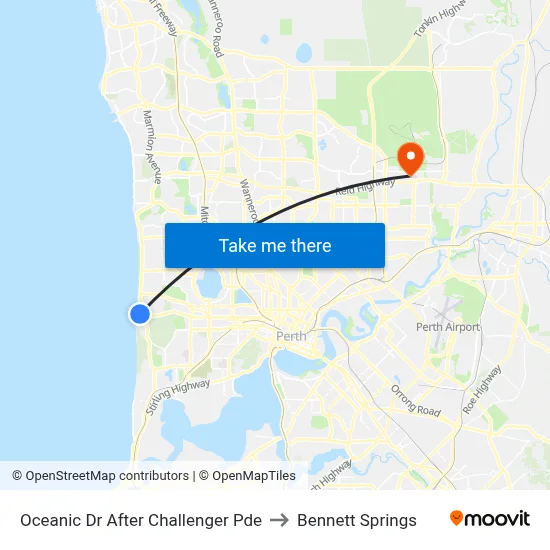 Oceanic Dr After Challenger Pde to Bennett Springs map