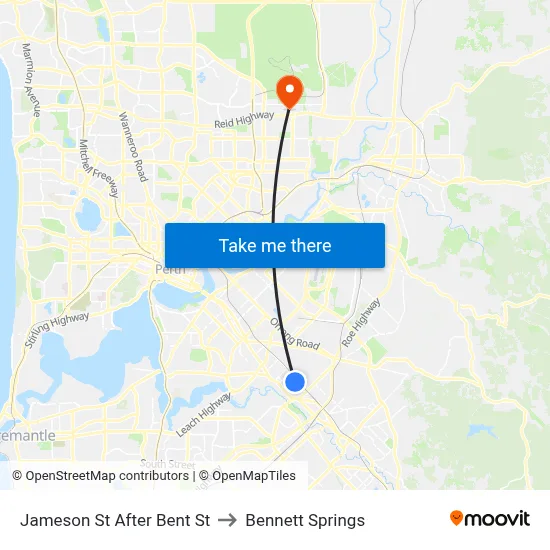 Jameson St After Bent St to Bennett Springs map