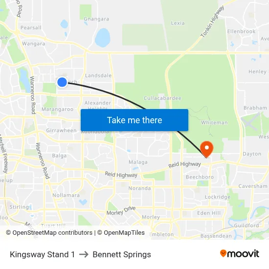 Kingsway   Stand 1 to Bennett Springs map