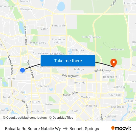 Balcatta Rd Before Natalie Wy to Bennett Springs map