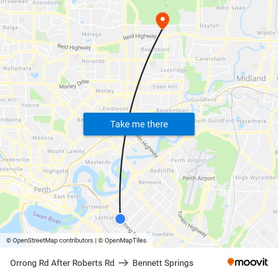 Orrong Rd After Roberts Rd to Bennett Springs map