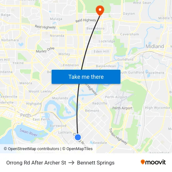 Orrong Rd After Archer St to Bennett Springs map