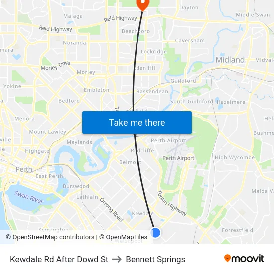 Kewdale Rd After Dowd St to Bennett Springs map