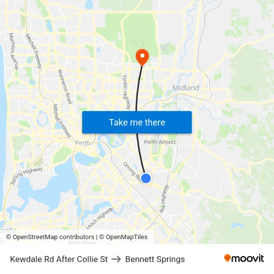 Kewdale Rd After Collie St to Bennett Springs map