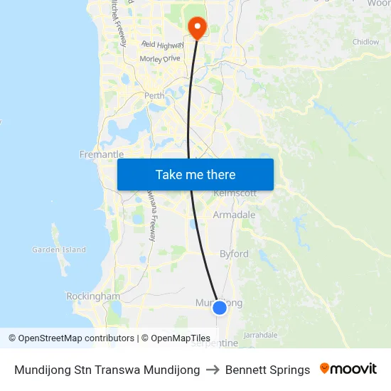 Mundijong Stn Transwa Mundijong to Bennett Springs map