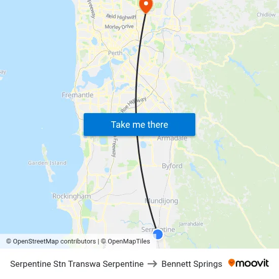 Serpentine Stn Transwa Serpentine to Bennett Springs map