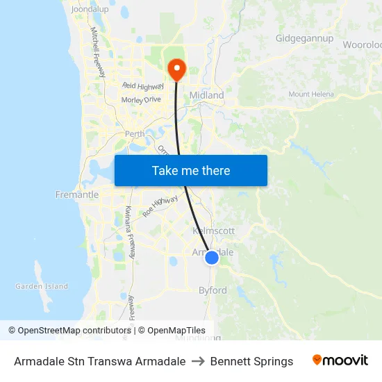 Armadale Stn Transwa Armadale to Bennett Springs map