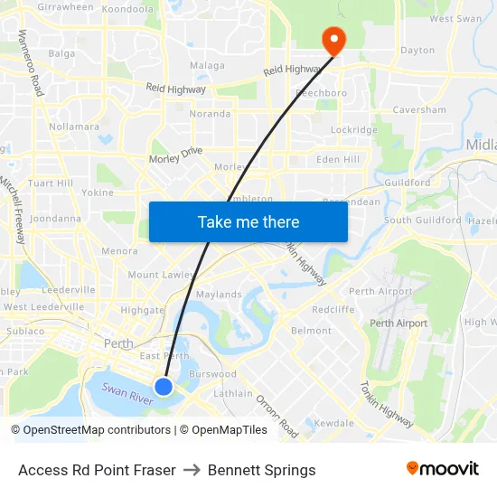 Access Rd Point Fraser to Bennett Springs map