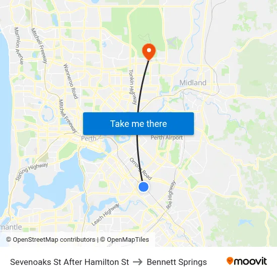 Sevenoaks St After Hamilton St to Bennett Springs map