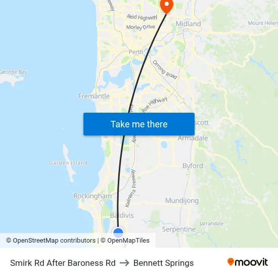 Smirk Rd After Baroness Rd to Bennett Springs map