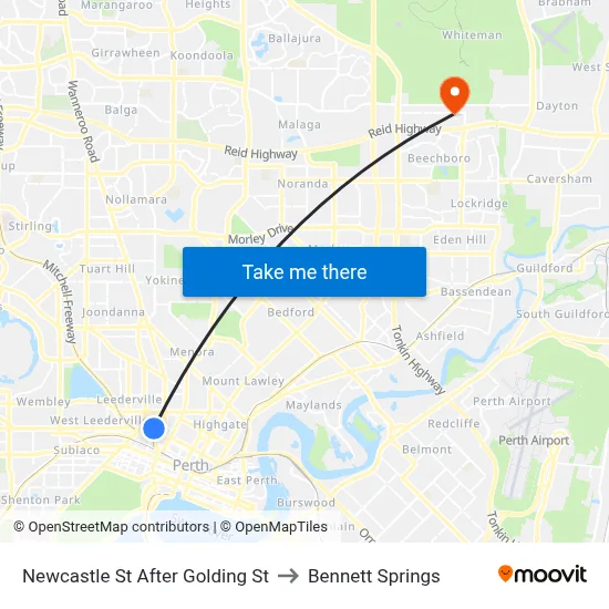 Newcastle St After Golding St to Bennett Springs map