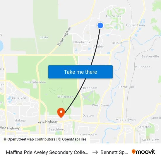 Maffina Pde Aveley Secondary College Stand 3 to Bennett Springs map