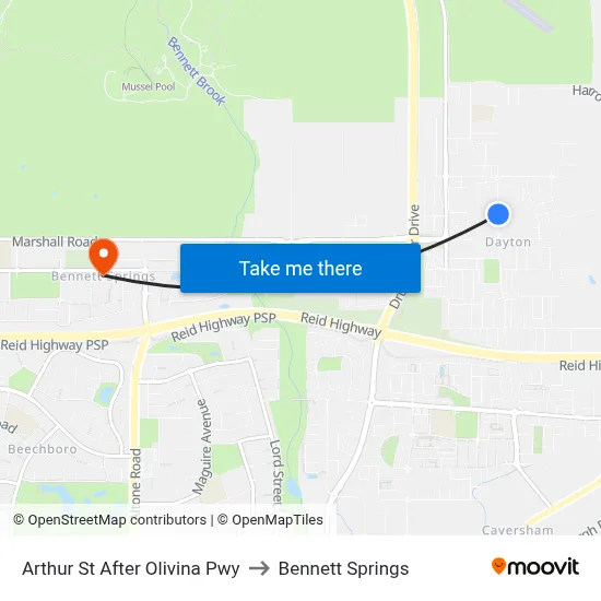 Arthur St After Olivina Pwy to Bennett Springs map