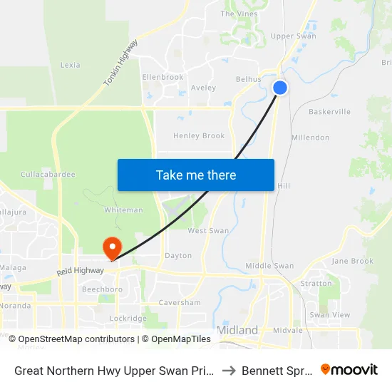 Great Northern Hwy Upper Swan Primary S1 to Bennett Springs map