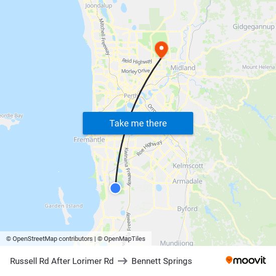 Russell Rd After Lorimer Rd to Bennett Springs map