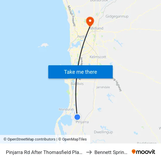 Pinjarra Rd After Thomasfield Pl to Bennett Springs map