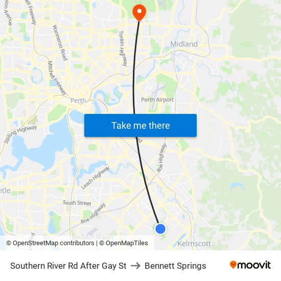 Southern River Rd After Gay St to Bennett Springs map