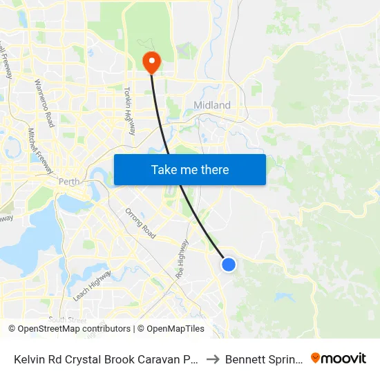 Kelvin Rd Crystal Brook Caravan Park to Bennett Springs map