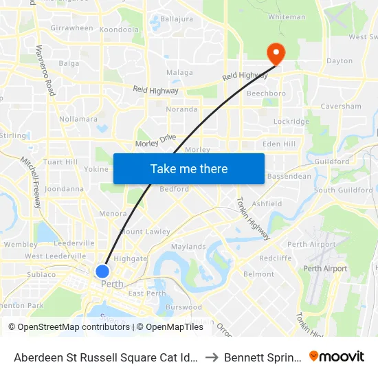 Aberdeen St Russell Square Cat Id 10 to Bennett Springs map