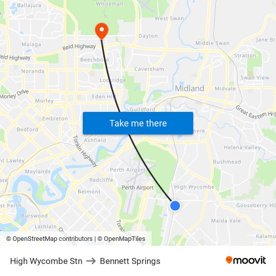 High Wycombe Stn to Bennett Springs map