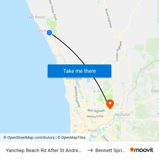 Yanchep Beach Rd After St Andrews Dr to Bennett Springs map