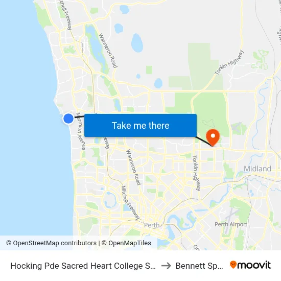 Hocking Pde Sacred Heart College Stand 1 & 2 to Bennett Springs map