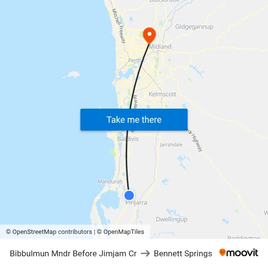 Bibbulmun Mndr Before Jimjam Cr to Bennett Springs map