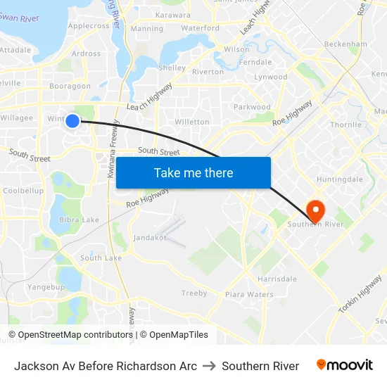 Jackson Av Before Richardson Arc to Southern River map