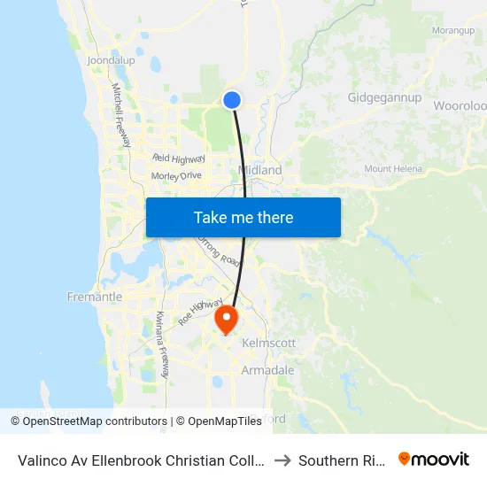 Valinco Av Ellenbrook Christian College to Southern River map