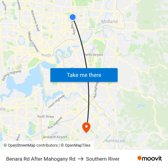 Benara Rd After Mahogany Rd to Southern River map