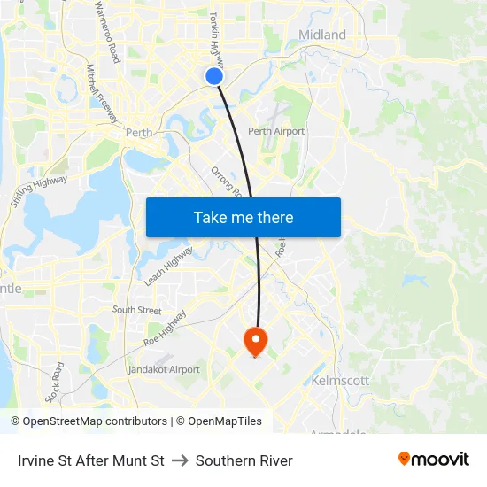 Irvine St After Munt St to Southern River map