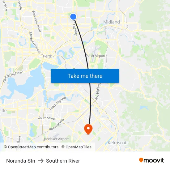 Noranda Stn to Southern River map