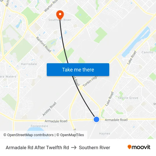 Armadale Rd After Twelfth Rd to Southern River map