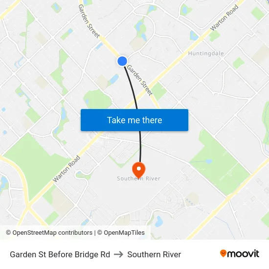 Garden St Before Bridge Rd to Southern River map